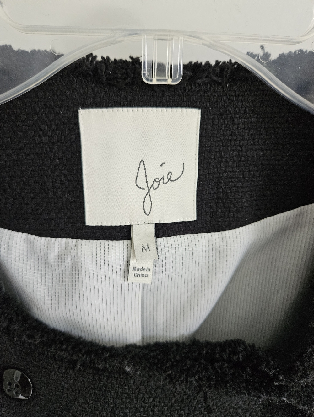 Joie Cotton Fringe Black Blazer - Picture 2 of 4